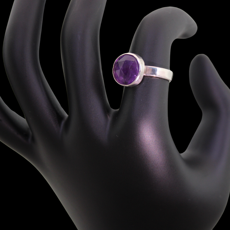 Faceted Amethyst Bezel set  Ring